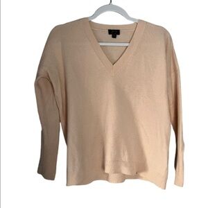 Jcrew Cashmere Vneck Boyfriend Sweater Peach Size XXS Boxy Long Sleeve FLAWED.